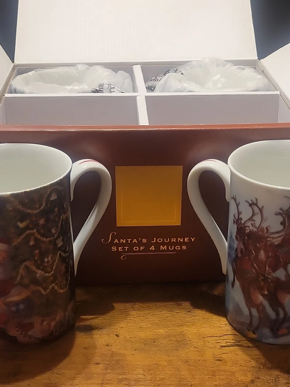 Lenox Santa's Journey Set of 4 Mugs - Red and Gold Box